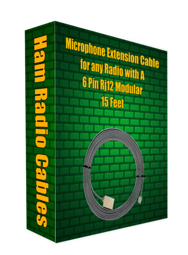 Microphone Extension Cable 6 Pin Modular for any Radio with A 6 Pin Rj12 Modular 15 Feet