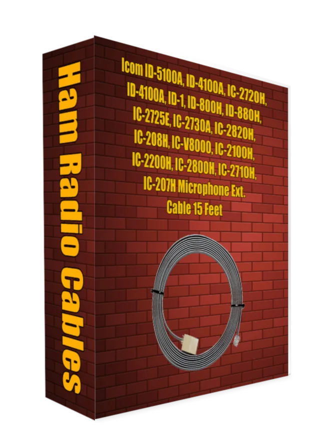Icom ID-5100A, ID-4100A, IC-2720H, ID-4100A, ID-1, ID-800H, ID-880H, IC-2725E, IC-2730A, IC-2820H, IC-208H, IC-V8000, IC-2100H, IC-2200H, IC-2800H, IC-2710H, IC-207H Microphone Ext. Cable 15 Feet
