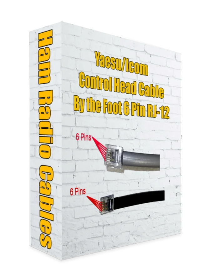 Control head Cable for Icom/Yaesu that uses the 6 pin modular RJ-12 plug / jack By the Foot